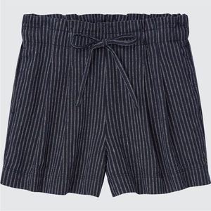 NWT NEVER WORN | Uniqlo Women Linen Cotton Shorts, Blue with stripes, Size XS